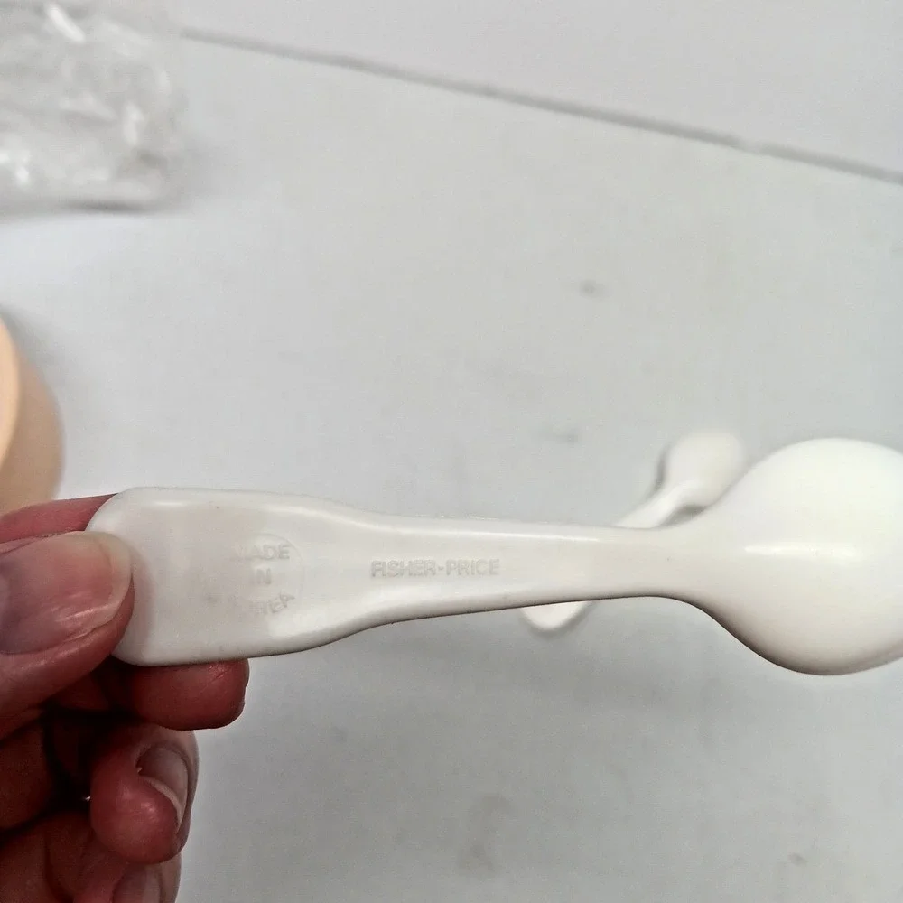 Fisher‎ Price Toy Spoons Vintage White Plastic Doll Accessories Replacement 2pc